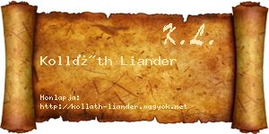 Kolláth Liander névjegykártya